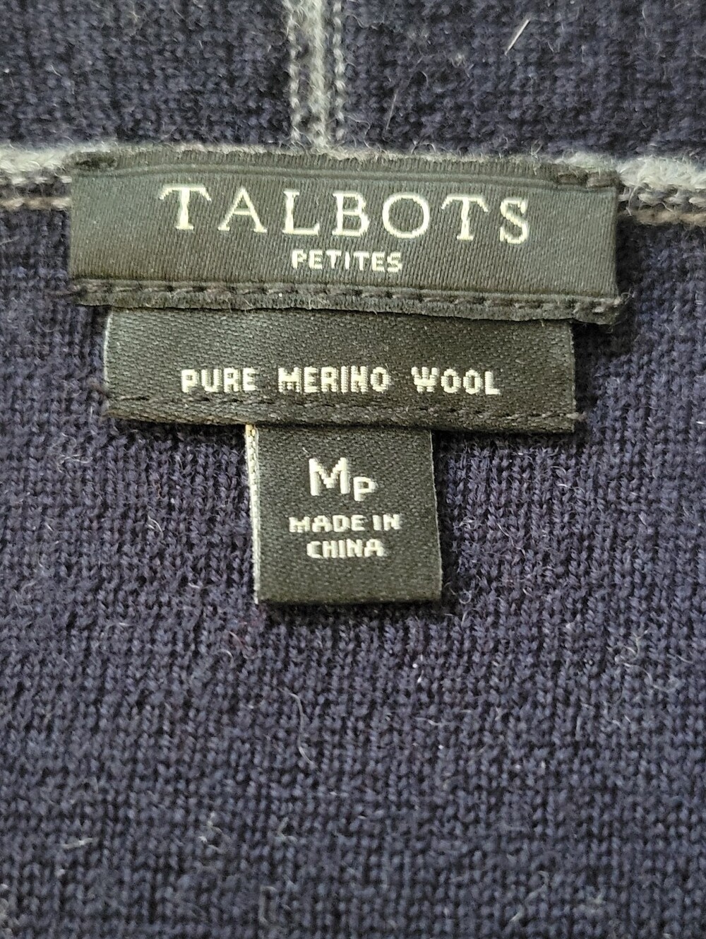 Talbots Striped Merino Wool Double Face Duster Cardigan Sweater Blue Gray MP - Picture 8 of 10